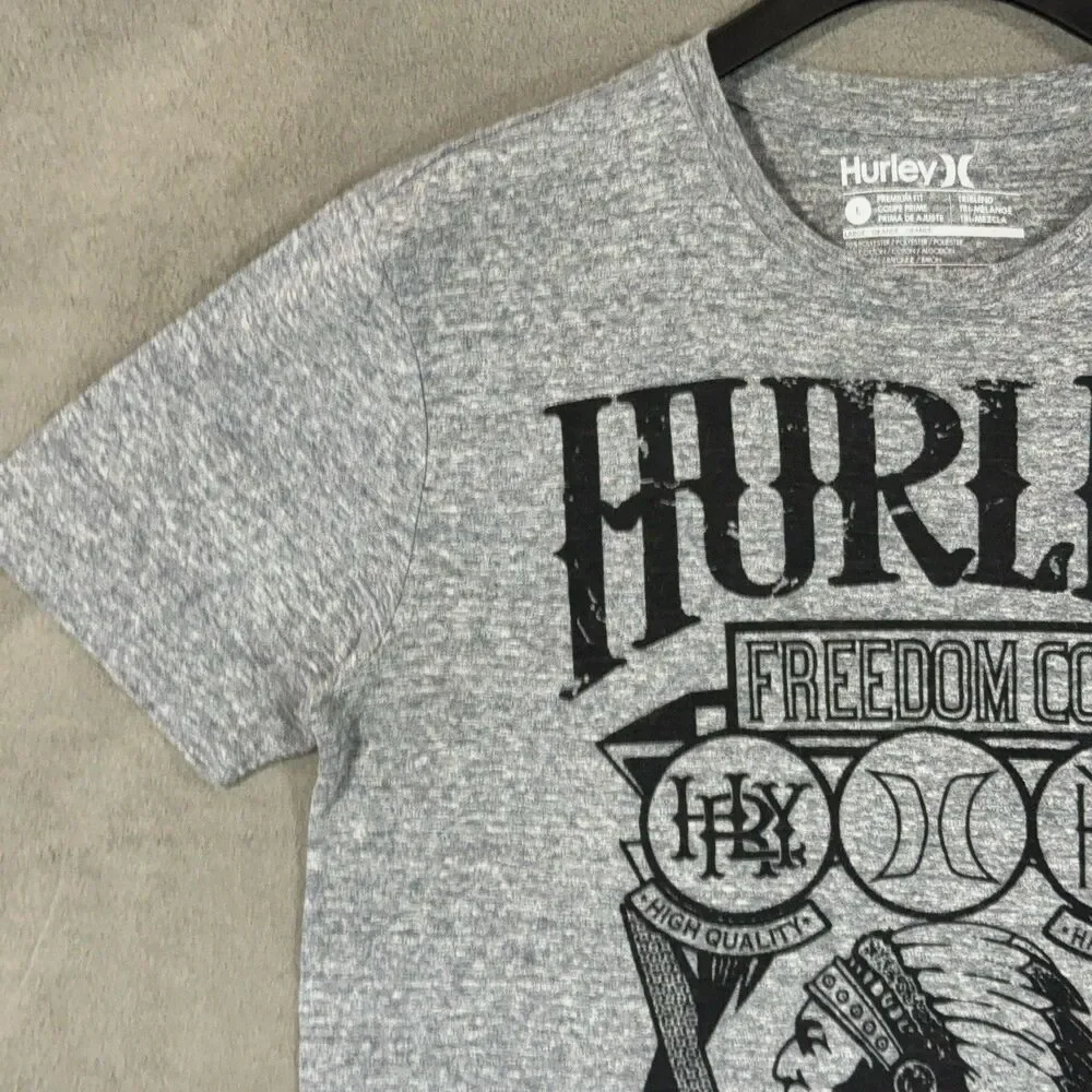 Hurley Graphic Tee Shirt Freedom Co Premium Fit Triblend Large L Gray Heather - Picture 5 of 9
